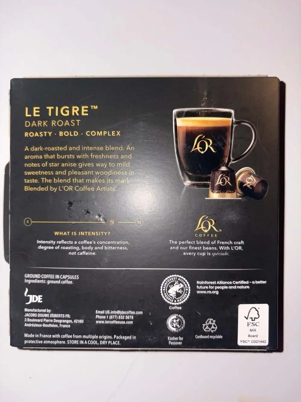 L'OR Le Tigre Dark Roast Coffee Capsules for L'OR Barista System, 10 Count